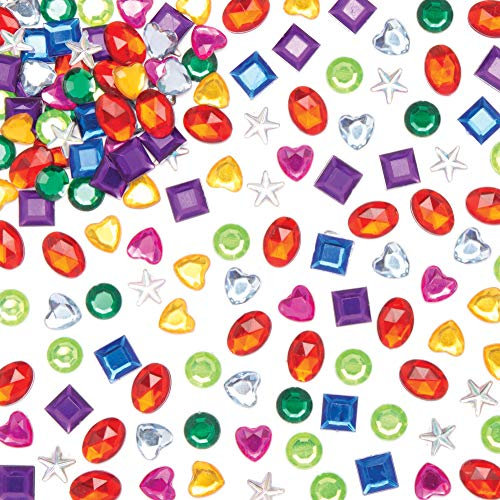 Baker Ross AW976 Herz Selbstklebende Acryl-Juwelen Value Tub (Packung mit 800 Stück) -Kunst und Basteln für Kinder, Sortiert