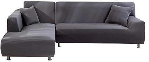 ele ELEOPTION Sofa Überwürfe elastische Stretch Sofabezug 2er Set 3 Sitzer für L Form Sofa inkl. 2 Stücke Kissenbezug