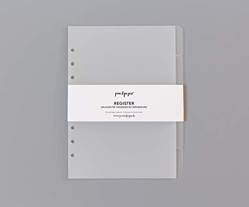 pen & pages® Register Trennblätter für Ringplaner - Din A5-6 Löcher - Divider, Din A5 Organizer, 14,8 x 21 cm (transparent)