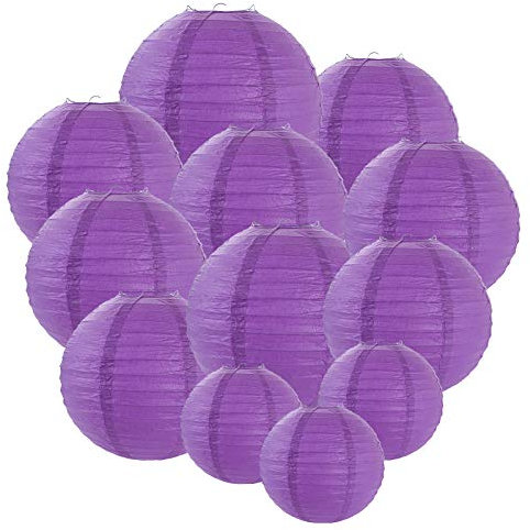 STARVAST 20 Stück Papierlaternen, Lampion, Violett, für Hochzeiten, Geburtstage, Weihnachten, Partys und Veranstaltungen – Verschiedene Größen (6 Zoll, 8 Zoll, 10 Zoll, 12 Zoll) – Dunkelviolett