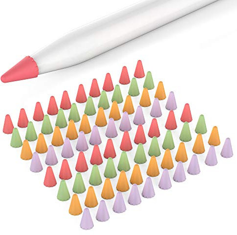 Delidigi 80 Pack Apple Pencil Tips Cover Protector Silicone Nibs Cover Caps Accessories Compatible with Apple Pencil Pro 1st/2nd Gen and iPencil USB C, iPad Pro 11/12.9 inch (Purple+Green+Orange+Red)