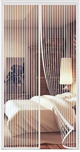 Orumrud Cortina Mosquitera para Puertas Magnetica, Mosquitera Puerta Magnética 75x210 CM Mosquitera Puerta Corredera Balcon Cierre Automático, Sin Taladrar, Marco Completo Gancho y Bucle, blanco | Malla Mosquiteras para Puerta de Balcón y Terraza Corredera, Antimosquitos, con Imanes, Cierre Automático, Sin Taladrar