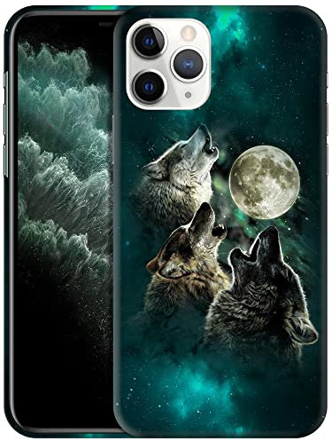Glisten iPhone 11 Pro Max Case - Moon Wolf Face Design Printed Slim Cute Plastic Hard Snap on Protective Designer Back Case/Cover for iPhone 11 Pro Max (6.5 inch)