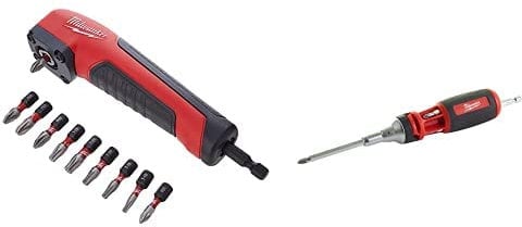 Milwaukee 4932471274 Shockwave Impact Duty Right Angle Attachment 11 Piece & Universal Ratchet Screwdriver 10 in 1 Color E 0 W 0 V Multicoloured One Size