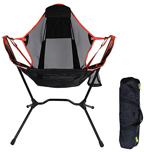 XVBVS Campingstuhl RüCkenlehne Klappbarer Schaukelstuhl, Outdoor-Schaukel Aus Aluminiumlegierung Mit Aufbewahrungstasche für Camping, Wandern, Picknick, Reisen, Strand-Red