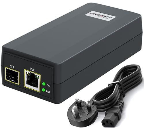 Prcoet Poe Injector 802.3at.Bietet 30W PoE PD oder 100-240Vac Power Network Distanz bis zu 100M.Geeignet für drahtlose Zugangspunkte, VoIP-Telefone und andere High Power Ethernet-Terminals
