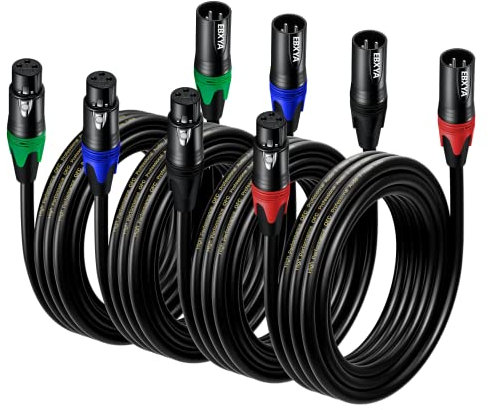 EBXYA XLR Cable Microphone Cable 3M 4 Pack 3-Pin Balanced XLR Male to Female Cable Multi-Colored Mic Cord DMX Cable Microphone Patch Cable
