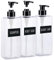 Segbeauty Botella de Champú Reutilizable 3 Piezas, 500ml Dispensador de Jabón Transparente, Botella de Emulsión con Etiqueta Impermeable, Decoración del Cuarto de Baño para Hotel, Salón de Belleza