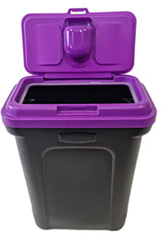 HH Home Hut 35L Large Pet Food Container Dog Cat Animal Storage Bin 16KG Dry Feed 23KG Seed Including Air Tight Seal Purple Lid