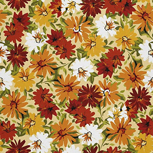 HEKO PANELS Stoff Oxford Wasserdichte Meterware Canvas-Stoff Polyester Stoff Zum Nähen Nähstoffe Möbelstoffe Dekostoffe Handwerken Wasserabweisend Blickdicht Herbst Blumen 1 Meter 155 x 100 cm