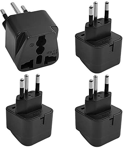 Adattatore da Viaggio Svizzera Tipo J, 4 Pezzi Presa Adattatore Universale da Viaggio, Travel Adapter Spina a 2 Pin su Presa Svizzera a 3 Pin, Adattatore Spina Swiss, Approvato CE Black