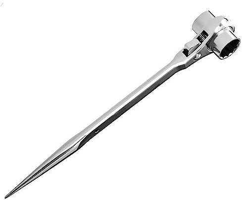 LEPEVNEY Scaffold Ratchet Double Ended Socket Ratcheting Podger Scaffold Spud Wrench Satin Cr-v 19-24mm