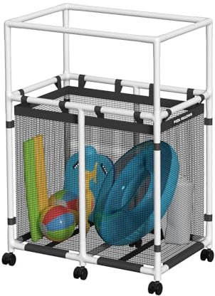 POOL FELLOWS Pool-Aufbewahrungsbehälter, 397 Liter, 62 x 92 x 131 cm, Halter für Nudeln, Spielzeug, Schwimmer, Handtücher, Netz-Organizer für Schwimmausrüstung, Basic Pro Style