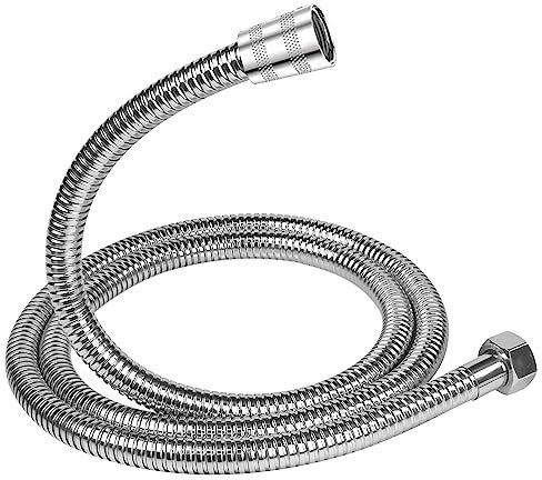 JADUFHU Flexible de Douche, Tuyau Douche en Acier Inoxydable (G1/2, 150CM), Résistant à la Torsion, Tuyau de Douche Résistant Aux Hautes Températures, Connexion Universelle Standard, Argenté