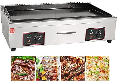RUYICZB Commerciale Barbecue Elettrico, Griglia Elettrica Senza Fumo, Liscio Piastra Elettrica per Cucinare, Bistecchiera Elettrica in Acciaio Inox, per Camping E Ristorante, 4400W
