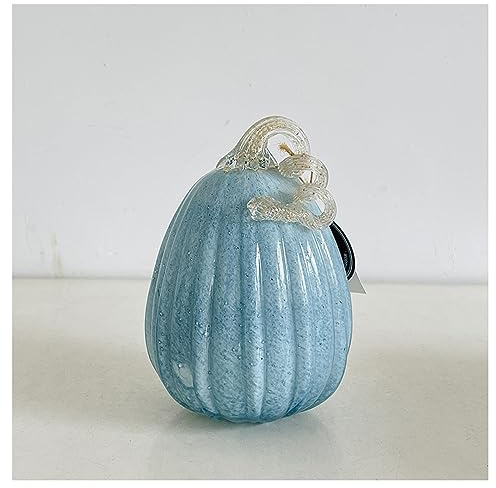 DECRZPB Figurine de Citrouille Bleue en Verre Fait à la Main Cristal soufflé glaçage Presse-Papier Cadeau pour noël décoration de Maison Ornement de Table