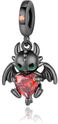 H.ZHENYUE Anhänger Charms 925 Sterling Silber Black Dragon Bead Charms with Cubic Zirconia für Europäische Armbänder und Halskette,Schmuck Geschenk für Weihnachten,Valentinstag,Muttertag Damen