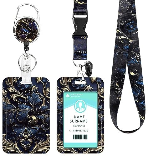 Porte Badge Cordon tour de Cou, Porte Badge tour de Cou avec Porte-Cartes, Strap Neck avec Swivel Lobster Clasp pour Porte Badges d'Identification