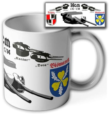 Tasse Bismarck und Tirpitz 38cm Türme Schlachtschiffe Turm Anton L-52#41205