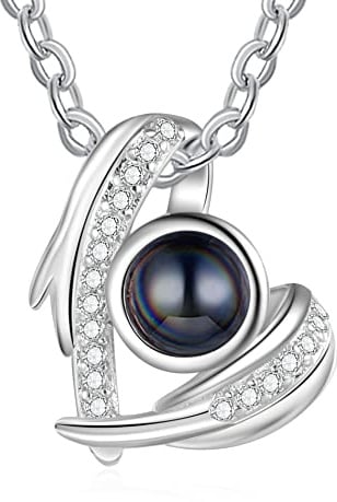 Dreamgem Kette mit Bild Im Stein Personalisiert Herz Kette mit Foto Projektion Schmuck für Frauen Mütter und Töchter Weihnachtstag Muttertag