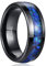 NUNCAD Schwarzer Eheringe für Herren 8mm Wolfram Ring mit Blauer Opal Gewölbter Herrenring für Hochzeit, Verlobung, Alltag, Größe 62(19.7)