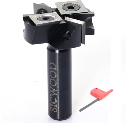 SICWOOD Slab Flattening Router Bit - 1/2 Shank, 1-1/2' Cutting Dia, 2+2 Knife Design, Mini CNC Spoilboard Surfacing Bit, Perfect for Planing&Rabbeting, Flycutter, Slab Leveler