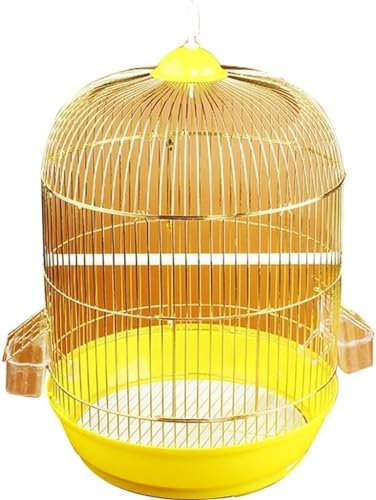 WHBFT Professioneller Vogelkäfig für Haustiere, Vogelträger, Gartendekoration, Vogelkäfige für Sittiche mit Ständer, erschwingliche dekorative Vogelkäfige, Heim-Papageienkäfige aus Eisen (gelb c)