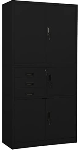 Büroschrank, Stahlschrank Werkzeugschrank Aktenschränke Kleiderschrank Geeignet für Schulen Büro Lagerhaus Supermärkte Schwarz 90x40x180 cm Stahl