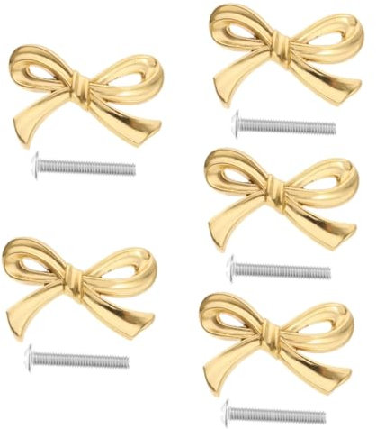 OSALADI 5stücke Vintage Messing Schrankknopf Mit Dekorativem Schleifen-design Für Möbel Geeignet Für Türen Und Schränke