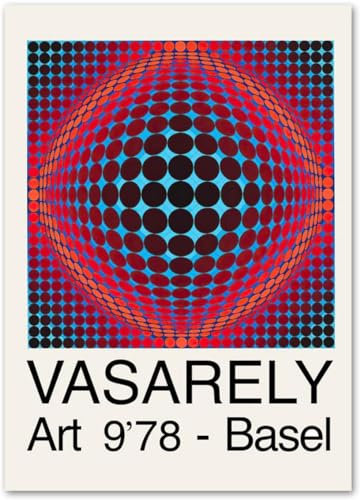 LATAFA Victor Vasarely Poster und Drucke Optische visuelle Wandkunst Victor Vasarely Leinwandgemälde Victor Vasarely Bilder für Wohnkultur 60x80cm Kein Rahmen