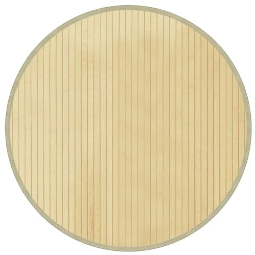 vidaXL Teppich, Bambusteppich Rund, Bambusmatte rutschfest für Wohnzimmer, Läufer Küchenteppich Flurteppich, Modern, Hell Natur 60cm Bambus