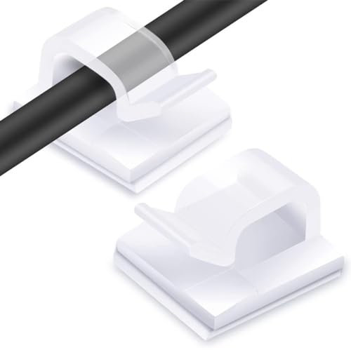 50 Pezzi clip per cavi,fermacavi e organizzatore di cavi sulla scrivania,clip per filo per luce da esterno ganci,con nastri Adesivi,per cavi per la gestione dei cavi(trasparente)