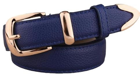 YIMAIWLX gürtel Damen Mode Frauen Ledergürtel Goldene Schnalle Beste Passende Kleidungsjeansgürtel Für Dame-blau-105 cm
