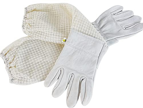 Biodlingshandskar, Biodlingshandskar av nitril, Biodlingshandskar i kohud, Biodlarhandske i läder i getskinn med elastisk manschett med lång canvasärm(2XL)