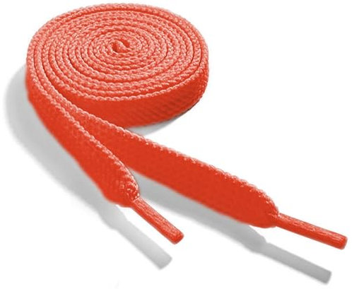 WELKOO Lacets plats, lacets résistants, 1 paire. Couleurs Orange Rose Fluo et longueur (150cm x 8mm). Compatible avec Nike,Adidas,Converse,Reebok,New Balance,et beaucoup d'autres.
