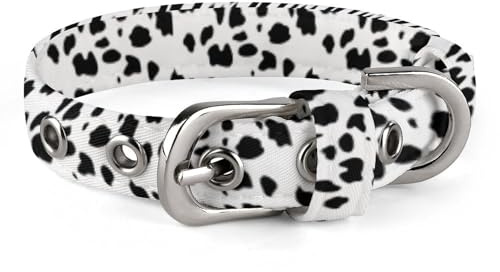 Verstellbares Dalmatiner-Hundehalsband, bequem, für kleine bis mittelgroße Hunde, Schwarz und Weiß