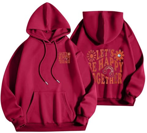 HAOLEI Damen Hoodie Casual Mode, Sale Sweatshirt Weich Bequem, Kapuzenpullover Elegant Schick, Frauen Brief Gedruckt Langarm Herbst Winter Lose Modische Pullover Kapuzen Sweatshirt Jacke