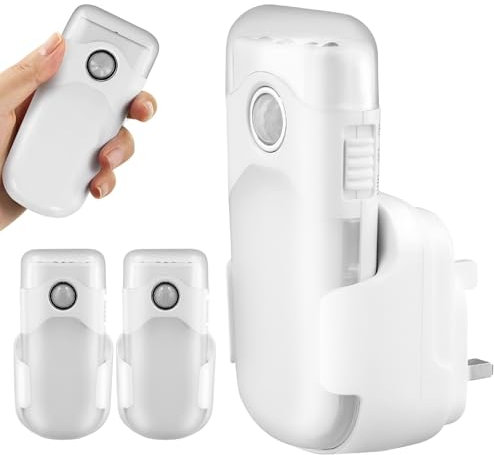2 Pack Rechargeable Night Light Plug in Wall,3 Function LED Motion Sensor Night Light with Rechargeable Plug Base,Emergency Power Failure Light & Torch Indoor for Hallway,Cupboard,Stair,Bedroom