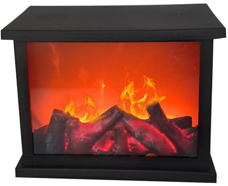 Chimenea con farol de 10,9 x 5,8 x 8,4 pulgadas, LED sin llama, funciona con pilas y USB, simulación de chimenea de escritorio, mini chimenea portátil para interior y exterior, estilo 2, chimenea de e