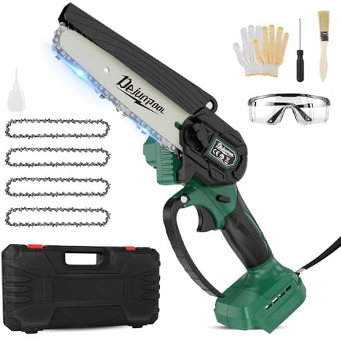 Mini motosega da 6 pollici, compatibile con batteria Makita da 18 V (senza batteria e caricabatterie/verde), batteria per potatura lubrificazione automatica della catena senza spazzole per taglio del