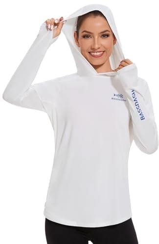 Bassdash Frauen UPF 50+ Langarm Fischereishodie Hemd mit Tasche Sonnenschutz Leichte Kapuze -Hemden FS04W