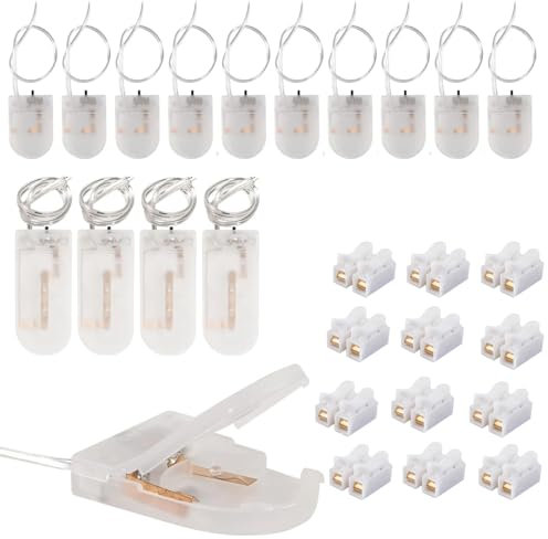 15PCS Button Battery Holder Coin Cell Holder 3V CR2032 Battery Storage Boxes Cover 15Pcs 6V CR2032 Dual Slot with ON/OFF Switch Wire, 30Pcs Push Quick Wire Cable Connector Spring Clamp Terminal