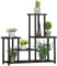 Outsunny Support à plantes à 4 niveaux pour intérieur et extérieur, étagère plante en métal, porte plantes pour jardin, terrasse, balcon, salon, noir