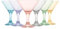 Lot de 6 Verres à Martini Colorés (6.4oz/190ml). Verres à Cocktail, Expresso Martini, Margarita, et Prosecco, Coupe Champagne à Longue Pied