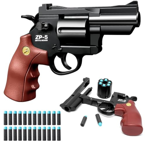 Spielzeugrevolver aus Kunststoff, Spielzeugpistole mit 24 Munition, Lustiges Spielzeug, Airsoft Revolver, Spielzeug Pistole, Cosplay-Revolver-Requisiten