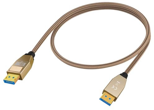 Maxhood 80Gbps Displayport Cable 2.1 0.6m, (8K@120Hz, 4K@240Hz 165Hz) DP 2.1 Cable 16K, Support Display port 80Gbps HDR, DSC, Compatible for FreeSync G-Sync Gaming Monitor 4090 7900xtx