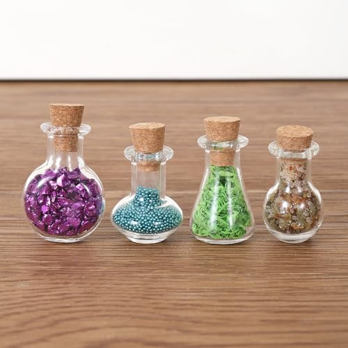 Festicy Wichtel Elexier Set 2026, Magisches Zauberpulver in 4 Fläschchen | 4 Miniatur Fläschchen mit Zauberpulver und Glitzer als Wichtelzubehör für Wichtelhaus und Wichtel Deko