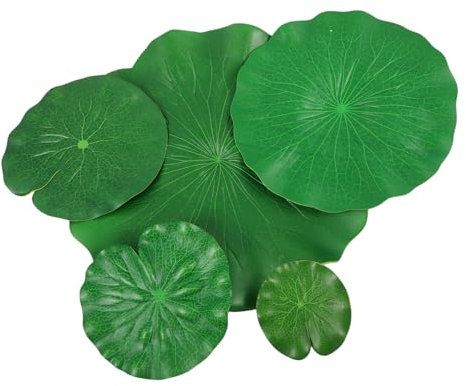Toddmomy 5 Stück Künstliche Lotusblätter Dekoration für Teich Aquarium und Garten Realistische Wiederverwendbare und Bruchsichere Seerosenblätter mit Feinen Details