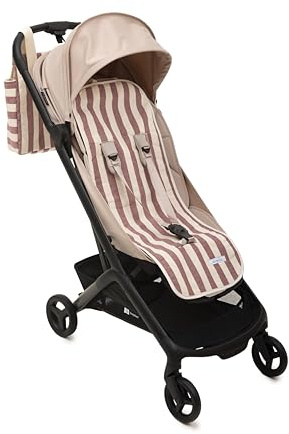 Mi Bollito - Colchoneta silla de paseo universal – Modelo a rayas acolchada y transpirable – 100% algodón – Compatible con todos los carros de bebé - Fabricado en España. (Granate)