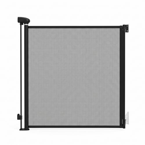 Lascal KiddyGuard Easy Treppenschutzgitter Rollo – Kinderschutzgitter für Tür & Treppe, ausziehbar bis 122 cm, automatische Verriegelung, TÜV‑geprüft EN 1930:2023, platzsparend (schwarz, 122)